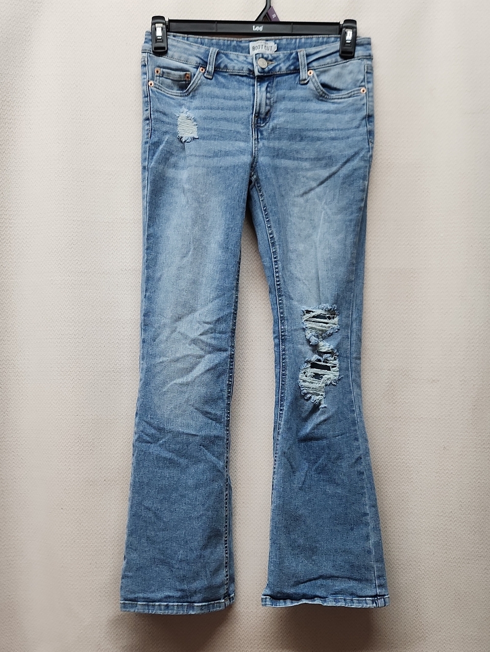 refuge Light Blue Distressed Boot Cut Jeans